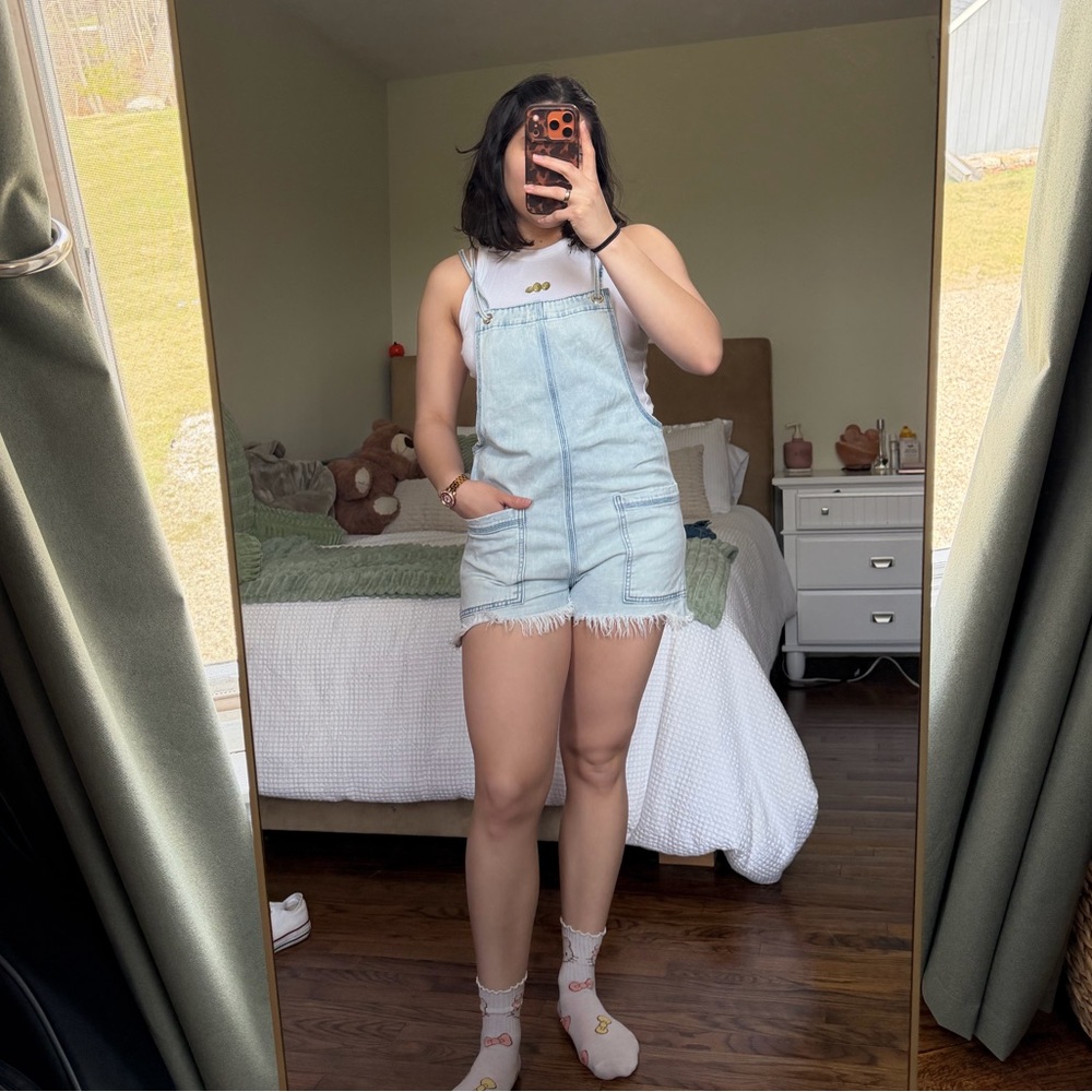Aerie Light Blue Denim Overalls